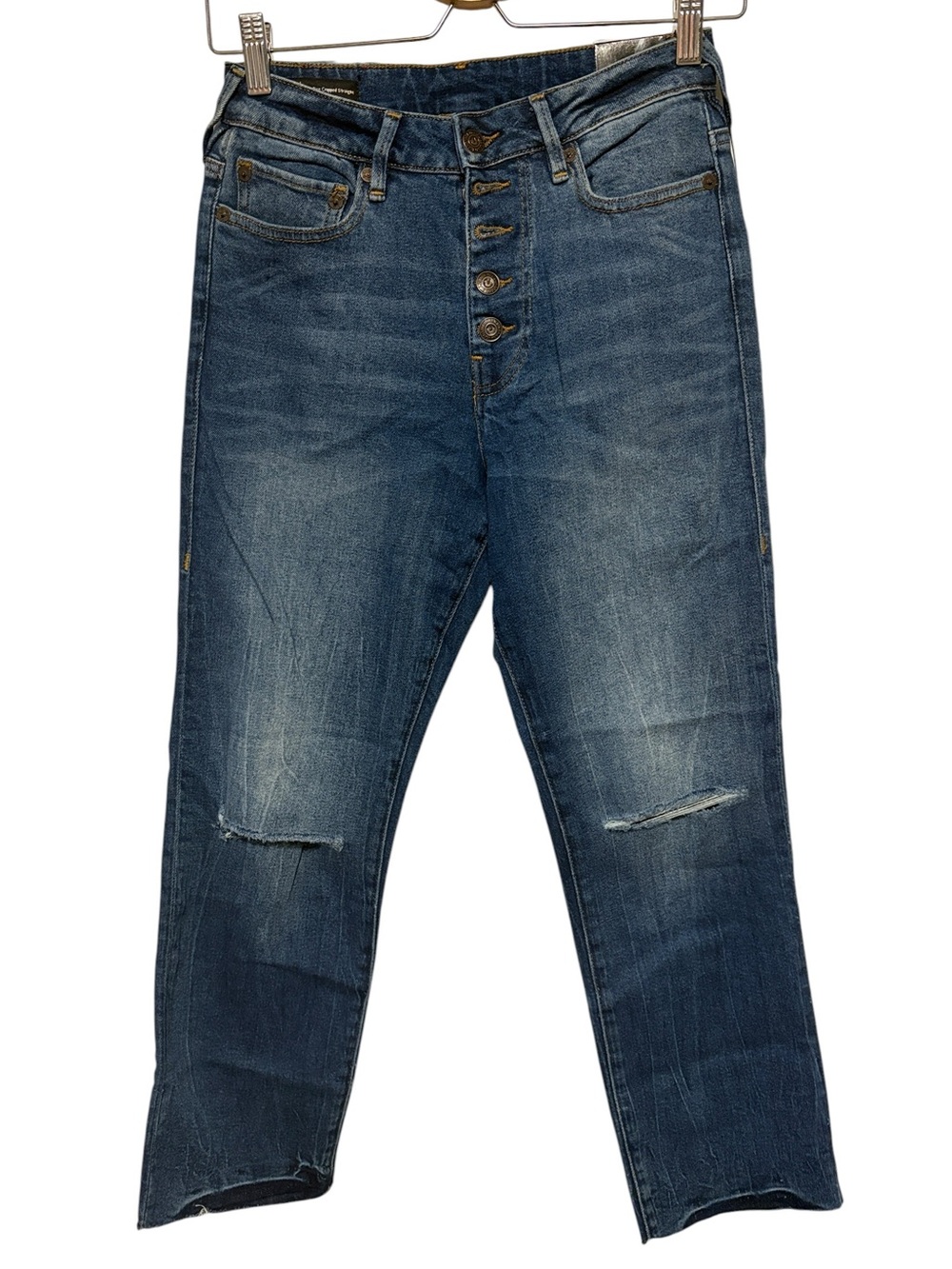 TRUE RELIGION Starr High Rise Cropped Straight Button Fly Jeans Sz 31